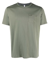 Мужская оливковая футболка с круглым вырезом от Sun 68