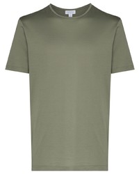 Мужская оливковая футболка с круглым вырезом от Sunspel