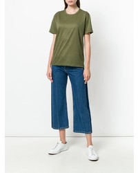 Женская оливковая футболка с круглым вырезом от Junya Watanabe