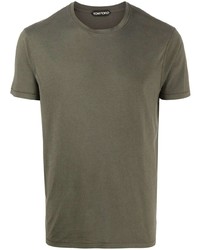 Мужская оливковая футболка с круглым вырезом от Tom Ford