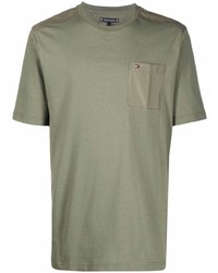 Мужская оливковая футболка с круглым вырезом от Tommy Hilfiger