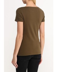 Женская оливковая футболка с круглым вырезом от Trussardi Jeans