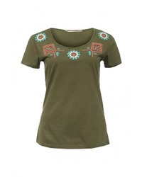 Женская оливковая футболка с круглым вырезом от Vis-a-Vis