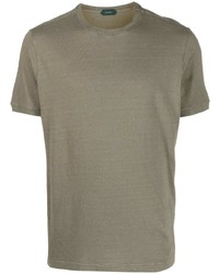 Мужская оливковая футболка с круглым вырезом от Zanone