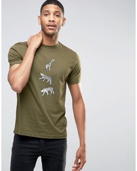 Мужская оливковая футболка с принтом от Paul Smith