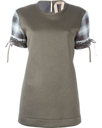 Женская оливковая футболка с украшением от No.21