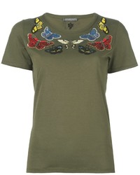 Женская оливковая футболка от Alexander McQueen