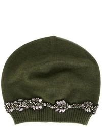 Женская оливковая шапка с украшением от No.21