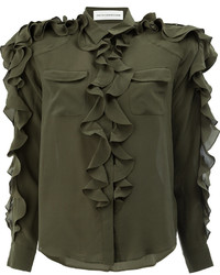 Оливковая шелковая блузка от Faith Connexion