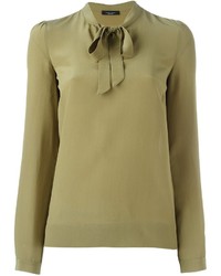 Оливковая шелковая блузка от Roberto Collina