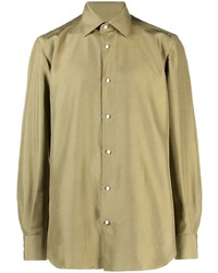 Мужская оливковая шелковая классическая рубашка от Giuliva Heritage