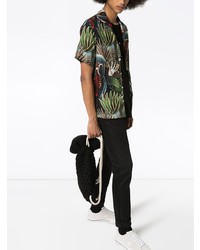 Мужская оливковая шелковая рубашка с длинным рукавом с цветочным принтом от Endless Joy