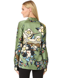 Женская оливковая шелковая рубашка от Dsquared2