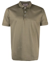 Оливковая шелковая футболка-поло