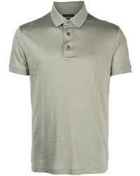 Мужская оливковая шелковая футболка-поло с вышивкой от Emporio Armani
