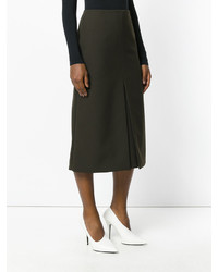 Оливковая шелковая юбка от Jil Sander