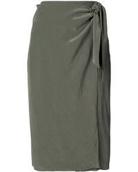 Оливковая шелковая юбка от OSKLEN
