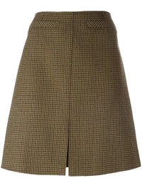 Оливковая шерстяная юбка в шотландскую клетку от Courreges