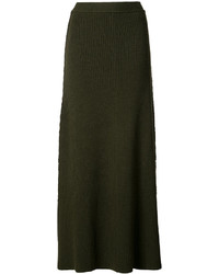 Оливковая шерстяная юбка со складками от Josh Goot