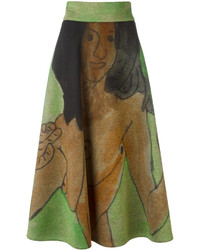 Оливковая юбка с принтом от Christopher Kane