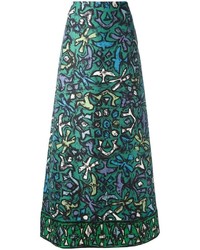 Оливковая юбка с принтом от Valentino