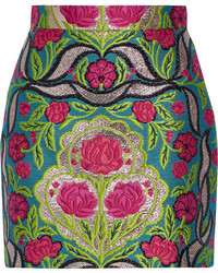 Оливковая юбка с цветочным принтом