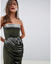Оливковое бархатное вечернее платье от ASOS DESIGN