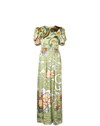 Оливковое вечернее платье с цветочным принтом от Co