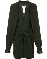 Женское оливковое вязаное пальто от Maison Margiela