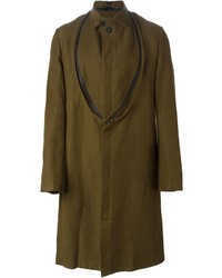 Оливковое длинное пальто от Ann Demeulemeester