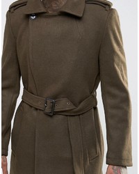 Оливковое длинное пальто от Criminal Damage