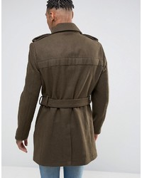Оливковое длинное пальто от Criminal Damage