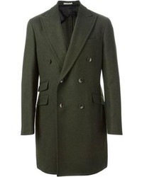 Оливковое длинное пальто от Boglioli