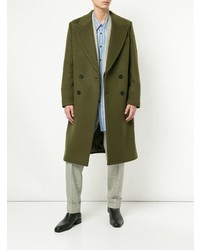 Оливковое длинное пальто от Wooyoungmi