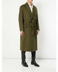 Оливковое длинное пальто от Wooyoungmi