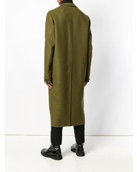 Оливковое длинное пальто от Rick Owens