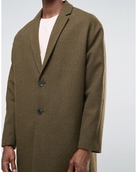 Оливковое длинное пальто от Asos