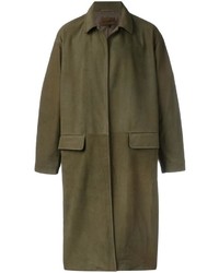 Мужское оливковое кожаное пальто от Yeezy
