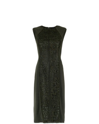 Оливковое кружевное платье-футляр от Tufi Duek