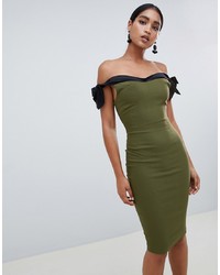 Оливковое облегающее платье от Vesper