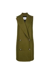 Оливковое пальто без рукавов от MSGM