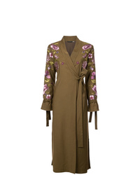 Женское оливковое пальто дастер от Josie Natori