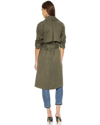 Женское оливковое пальто дастер