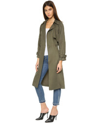 Женское оливковое пальто дастер