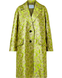 Женское оливковое пальто из парчи от Prada