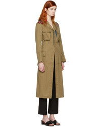 Женское оливковое пальто с вышивкой от Valentino