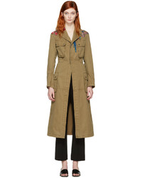 Женское оливковое пальто с вышивкой от Valentino