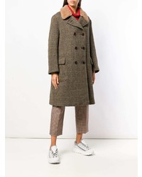 Оливковое пальто с меховым воротником от Aspesi