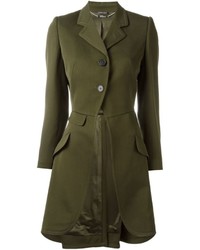 Женское оливковое пальто от Alexander McQueen