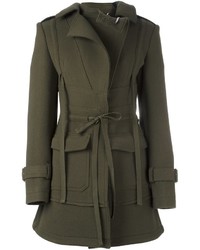 Женское оливковое пальто от Alexander McQueen